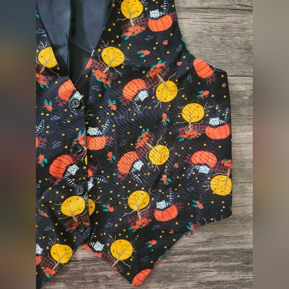 Vintage 90s Basic Editions Black Halloween Cat Vest - Picture 3 of 5